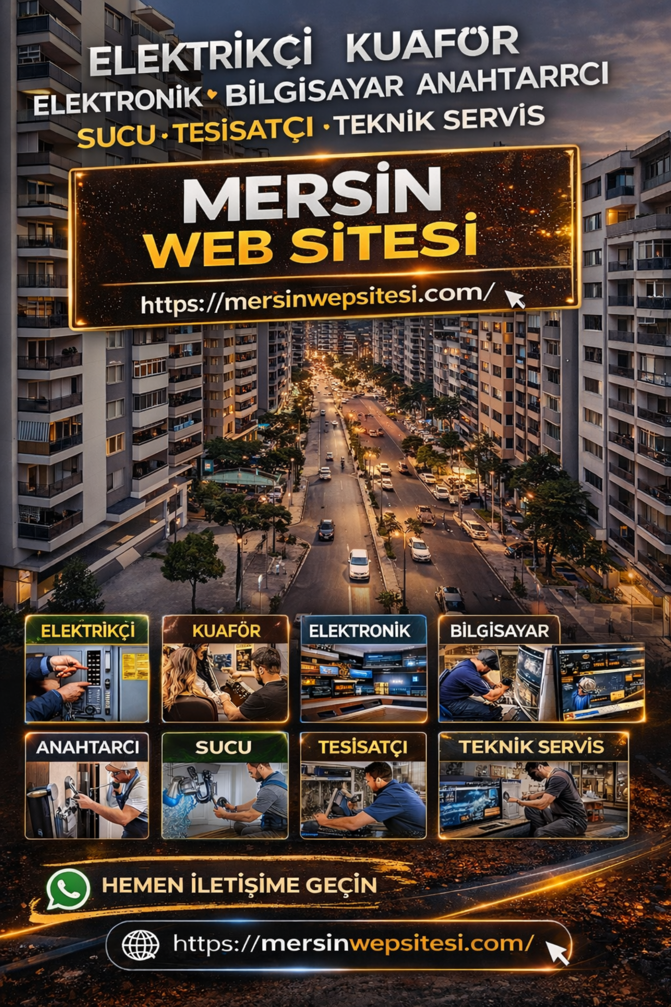 Mersin Wep Sitesi hizmet afişi şehir caddesi görseli